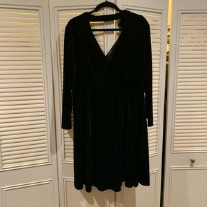 Torrid Black Velvet Long Sleeve Dress
